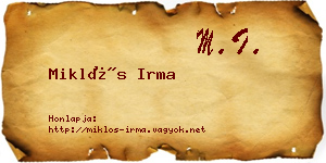 Miklós Irma névjegykártya